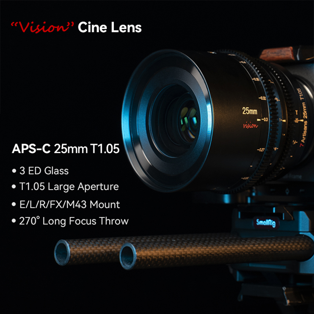 7Artisans 25mm T1.05 manuális Cine objektív (Sony-E) APS-C (C101B)