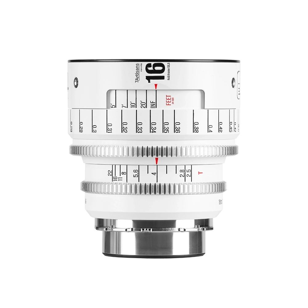 7Artisans 16mm T2.5 Infinte manuális Cine objektív fehér (PL) Full Frame  (16T25W-PL INF)