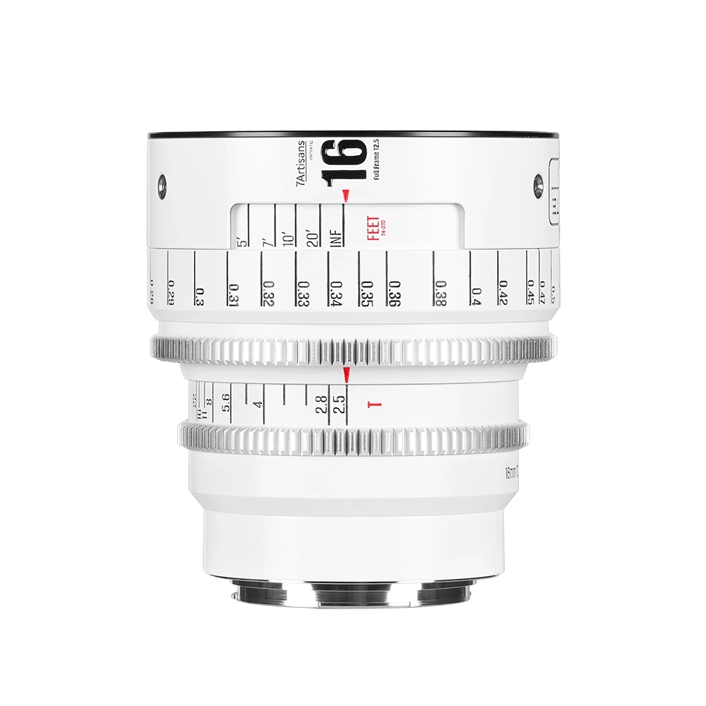 7Artisans 16mm T2.5 Infinte manuális Cine objektív fehér (Sony-E) Full Frame  (16T25W-EF INF)