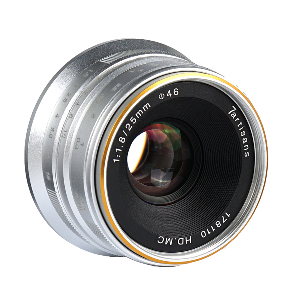 7Artisans 25mm F1.8 manuál objektív ezüst (EOS-M) APS-C (A102S)