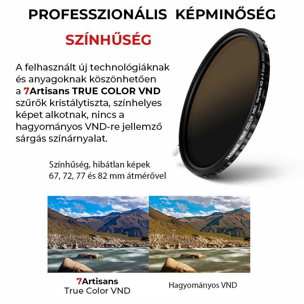 7Artisans 67mm TCVND2-5 variálható True Color ND szűrő (TCVND(2-5)-67mm)