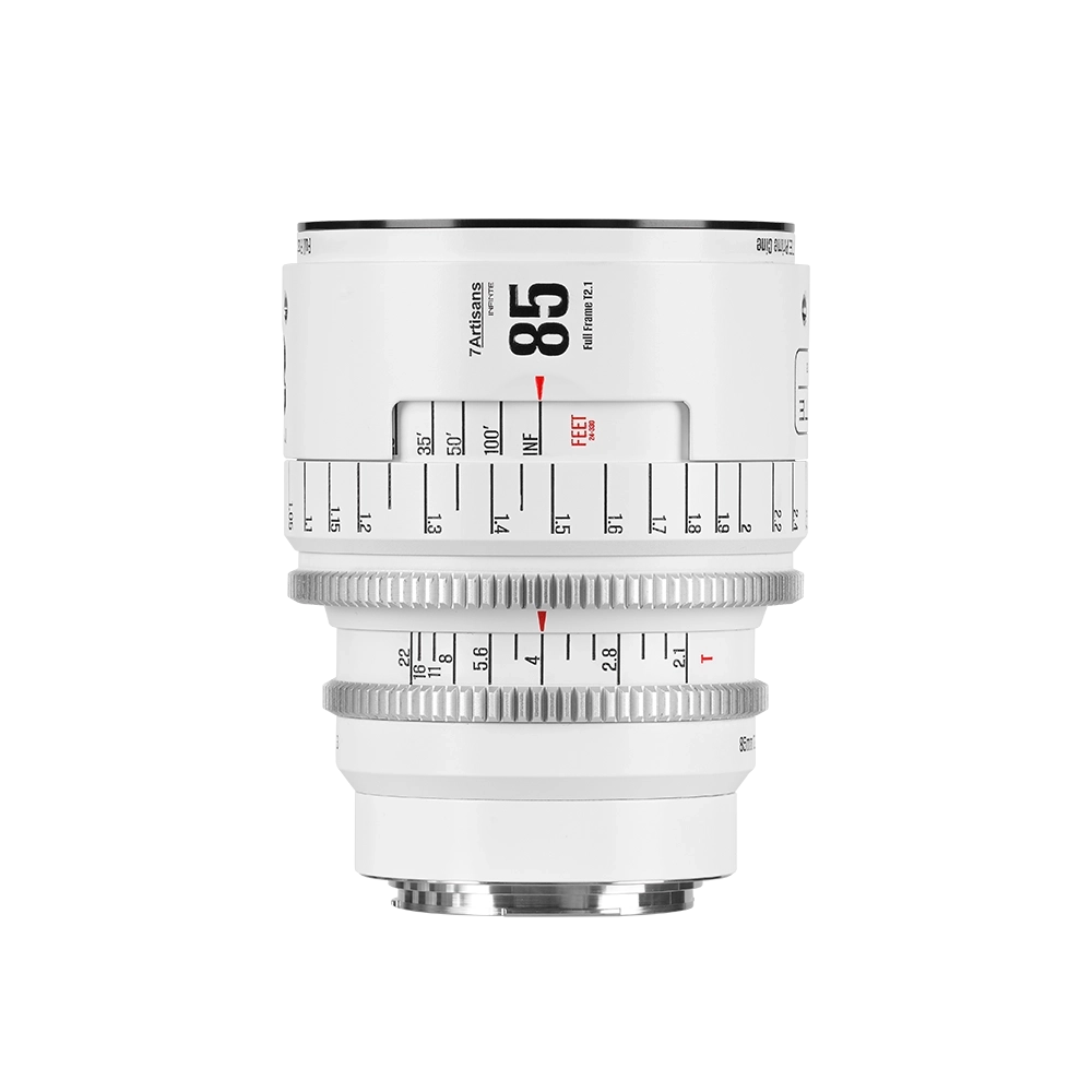7Artisans 85mm T2.1 Infinte manuális Cine objektív fehér (Sony-E) Full Frame  (85T21W-EF INF)