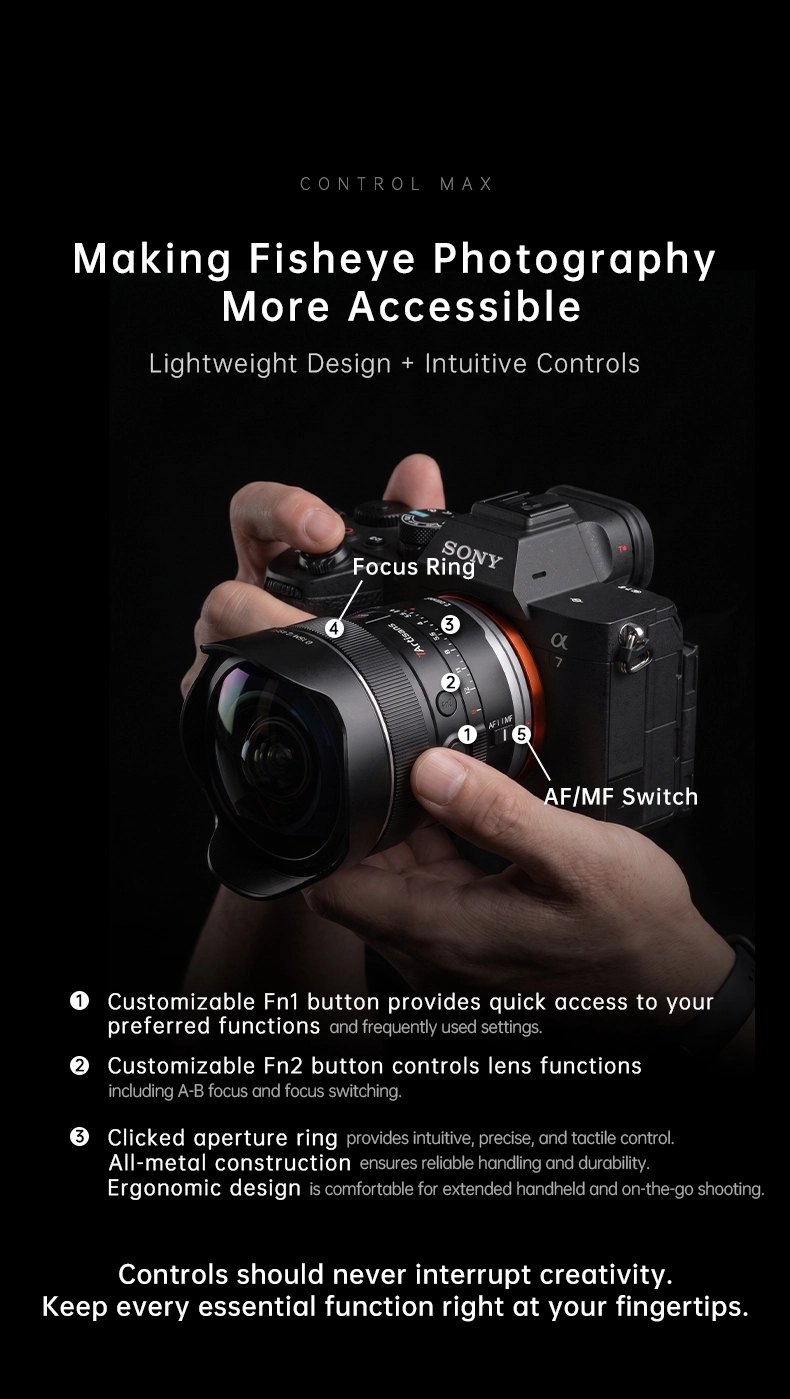 7Artisans AF 10mm F2.5 MAX autófókuszos halszem objektív (Nikon-Z) Full Frame (AF10F25B-Z)