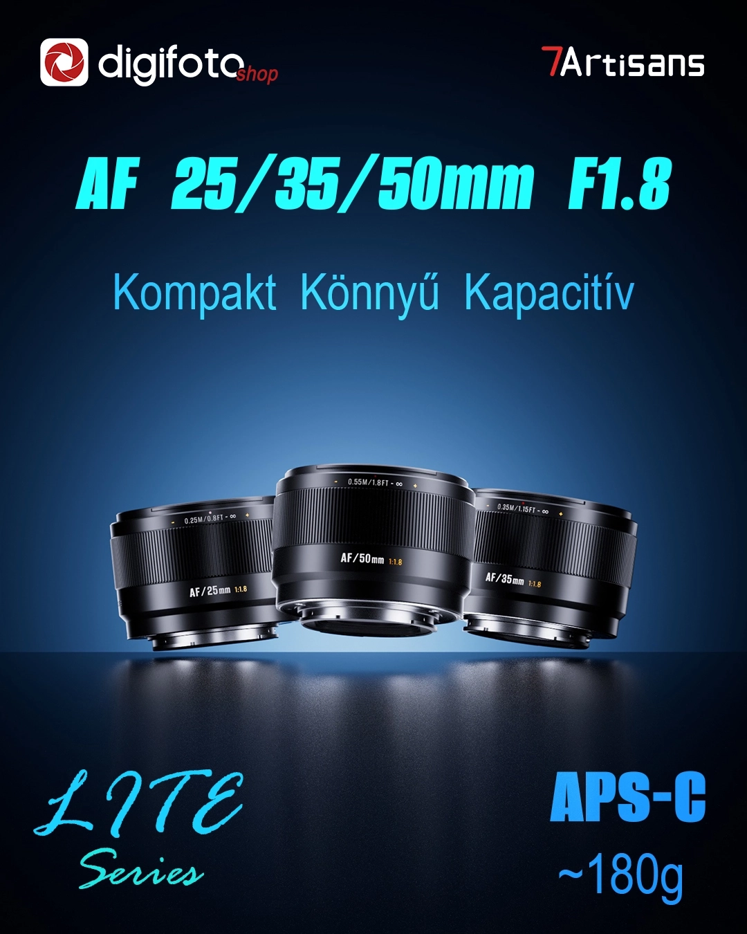 7Artisans AF 50mm F1.8  Lite autófókuszos objektív (Fuji-FX) APS-C fekete (AF50F18B-XAPS-C)