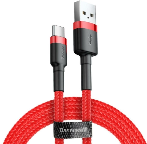 Baseus Cafule USB Type-A – USB Type-C, 10W gyors töltő adatk ábe l, 2m, piros (CATKLF-C09)