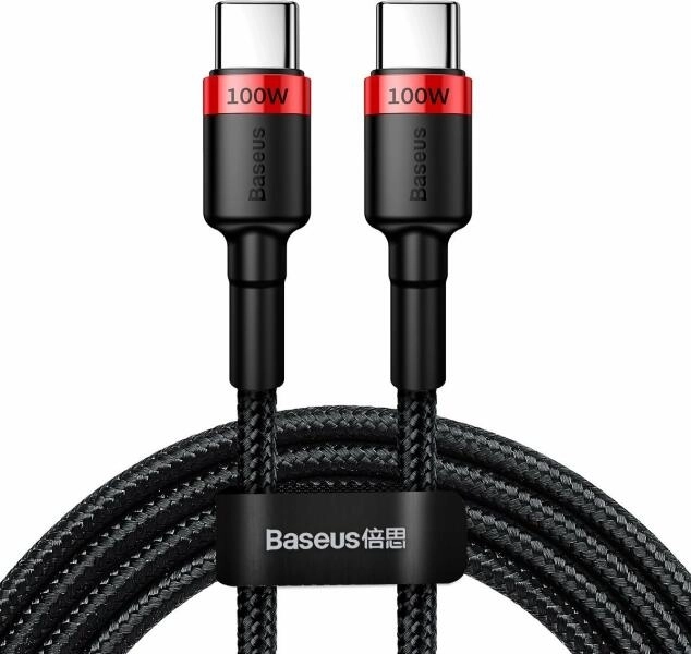 Baseus Cafule USB Type-C, 100W gyorstöltő adatkábel, 2m, fekete/piros (CATKLF-AL91)
