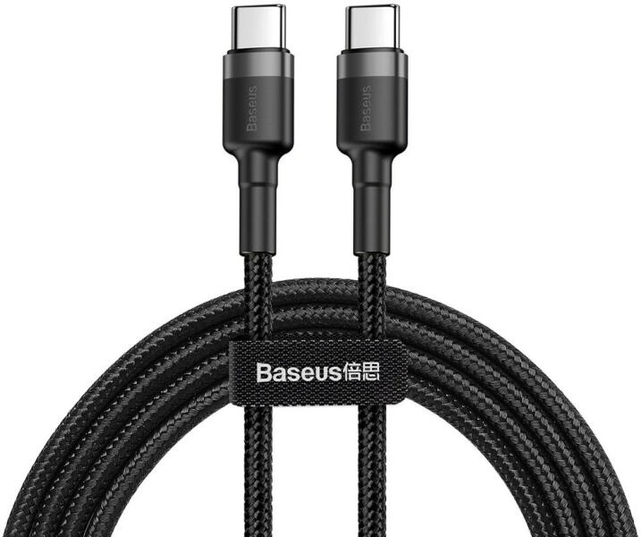 Baseus Cafule USB Type-C, 60W gyorstöltő adatkábel, 1m, fekete/szürke (CATKLFGG1)