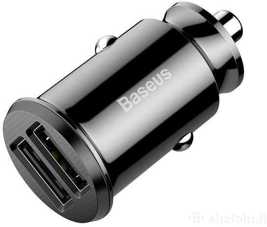 Baseus Grain autóstöltő 3,1 A, 2×USB Type-A, fekete (CCALL-ML01)