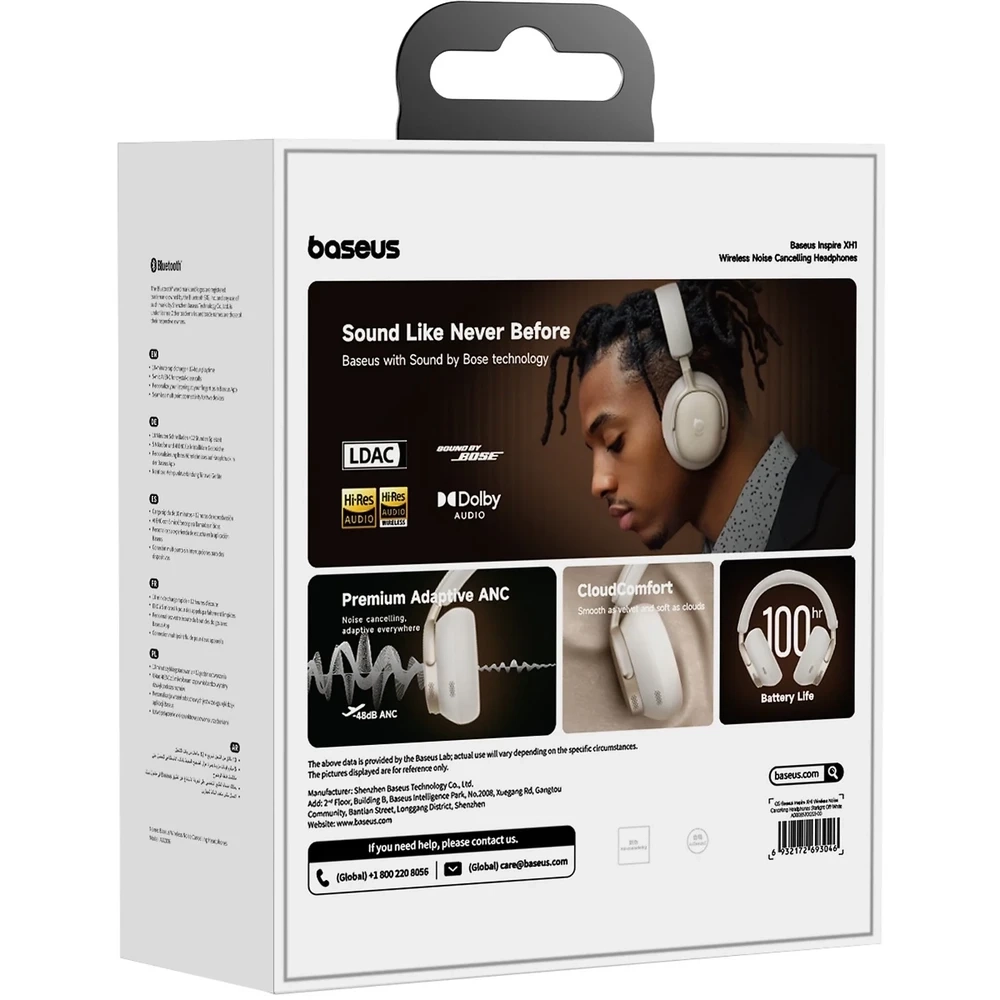 Baseus Inspire XH1 Noise Cancelling vezeték nélküli fejhallgató, fehér (A00085701233-00)