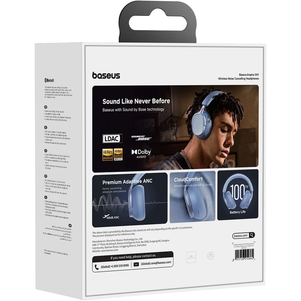 Baseus Inspire XH1 Noise Cancelling vezeték nélküli fejhallgató, kék (A0203601)
