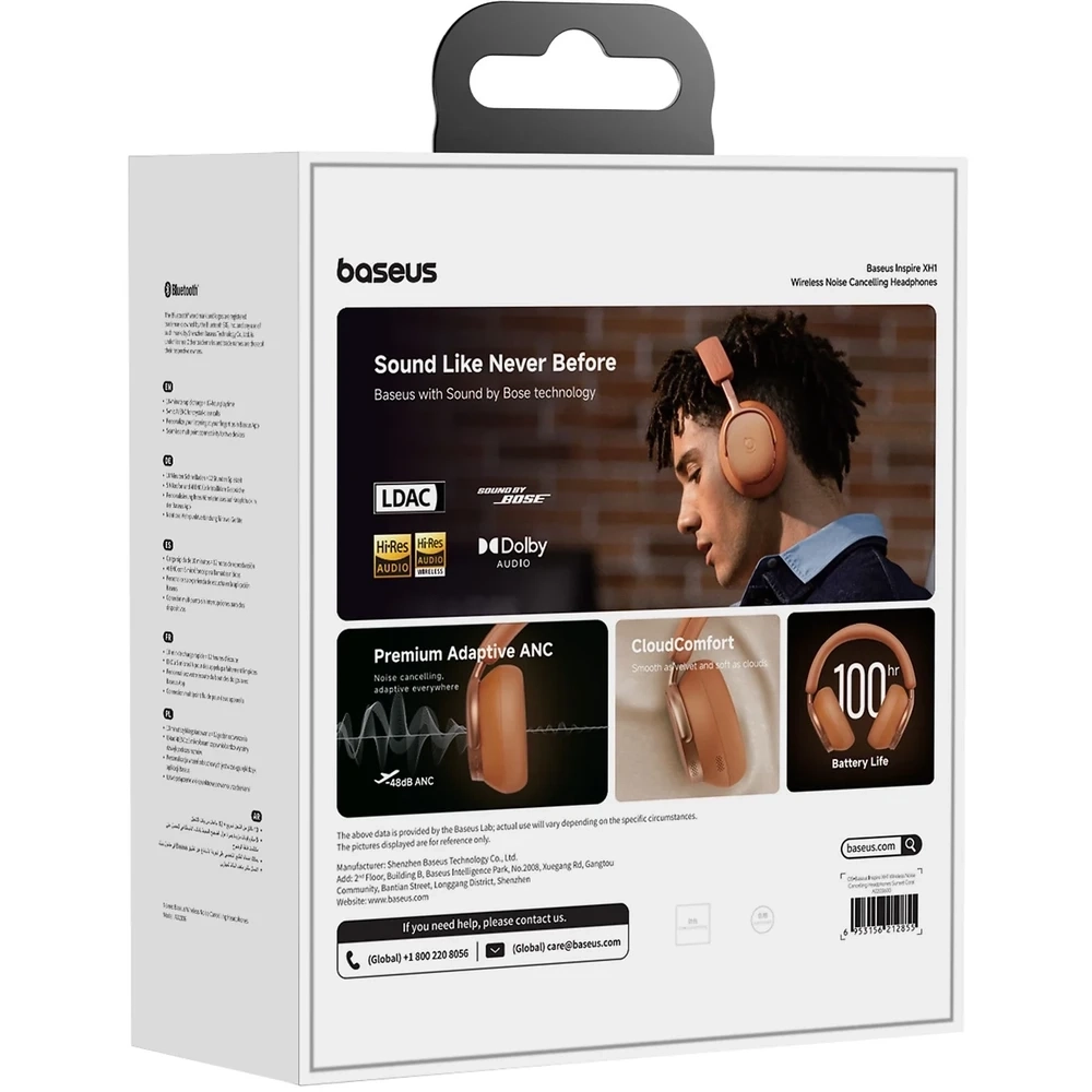 Baseus Inspire XH1 Noise Cancelling vezeték nélküli fejhallgató, narancs (A0203600)