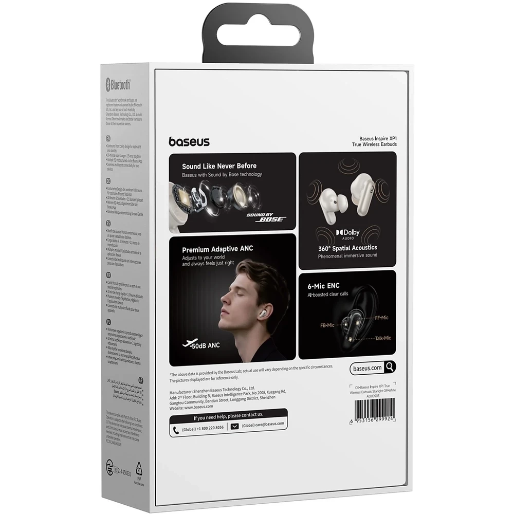 Baseus Inspire XP1 True Wireless Earbuds vezeték nélküli fülhallgató, fehér (A0010903)