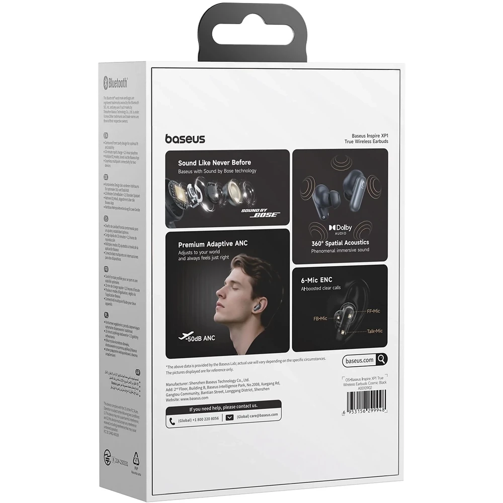 Baseus Inspire XP1 True Wireless Earbuds vezeték nélküli fülhallgató, fekete (A0010902)