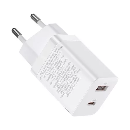 Baseus Super Si Pro hálózati gyorstöltő 30W, USB Type-A + USB Type-C, fehér (CCSUPP-E02)