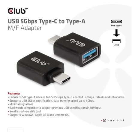 Club3D CAA-1521 (3.1 USB-C Gen 1 to 3.1 USB-A Gen1)