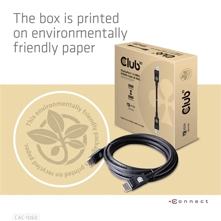 Club3D CAC-1060 (DisplayPort 1.4, 8K, 32.4Gbps, HBR3 8K, 28AWG, M/M, 3m)