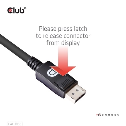 Club3D CAC-1060 (DisplayPort 1.4, 8K, 32.4Gbps, HBR3 8K, 28AWG, M/M, 3m)