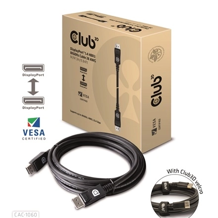 Club3D CAC-1060 (DisplayPort 1.4, 8K, 32.4Gbps, HBR3 8K, 28AWG, M/M, 3m)
