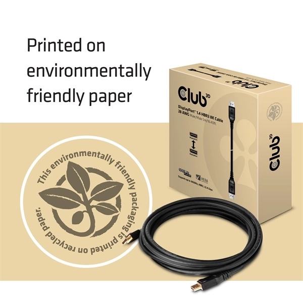 Club3D CAC-1061 (DisplayPort 1.4, HBR3, 8K60Hz, 5m, 32CH, Aranyozott, VESA, M/M)