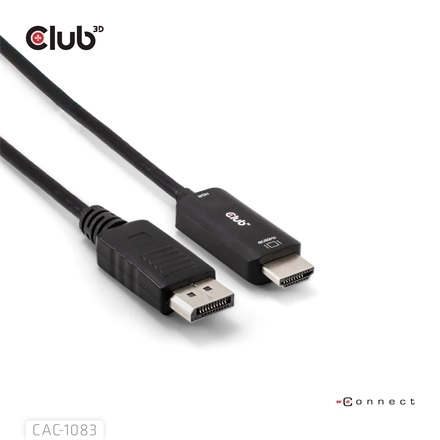 Club3D CAC-1083 (DisplayPort 1.4 to HDMI 2.0, aktív adapter, 4K60Hz, HDR, 2m)
