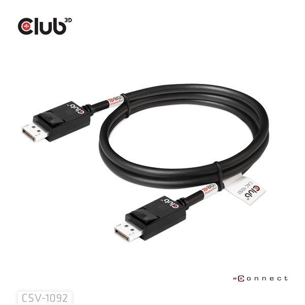Club3D CAC-1092 (DisplayPort 2.1, DP80, 8K240Hz, 1.6m, Bi-Directional, M/M)