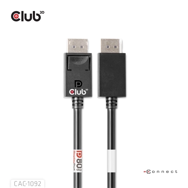 Club3D CAC-1092 (DisplayPort 2.1, DP80, 8K240Hz, 1.6m, Bi-Directional, M/M)