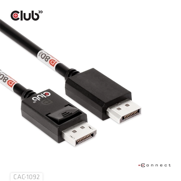 Club3D CAC-1092 (DisplayPort 2.1, DP80, 8K240Hz, 1.6m, Bi-Directional, M/M)