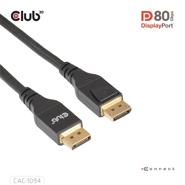 Club3D CAC-1094 (DisplayPort 2.1, 8K240Hz, 2m, DP80, VESA tanúsítvány, M/M)