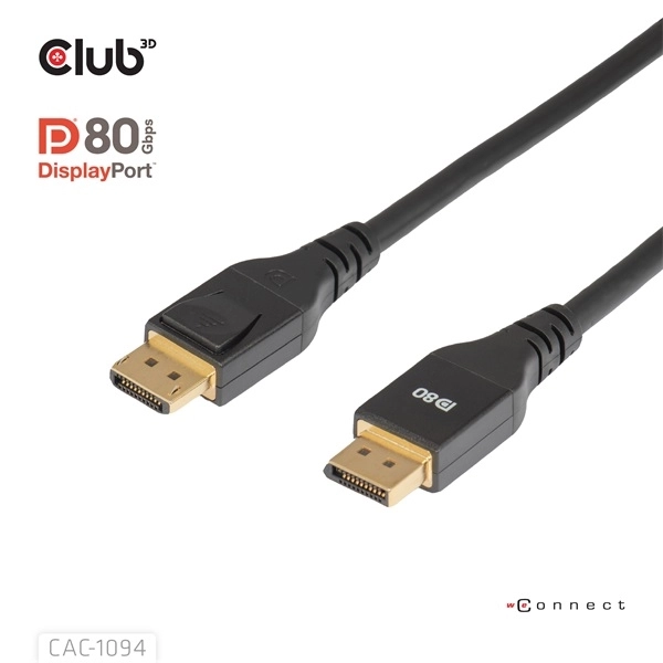 Club3D CAC-1094 (DisplayPort 2.1, 8K240Hz, 2m, DP80, VESA tanúsítvány, M/M)