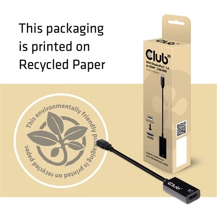 Club3D CAC-1180 (Mini DisplayPort 1.4 to HDMI 2.0, 4K60Hz, HDR, 3D, 16bpc)