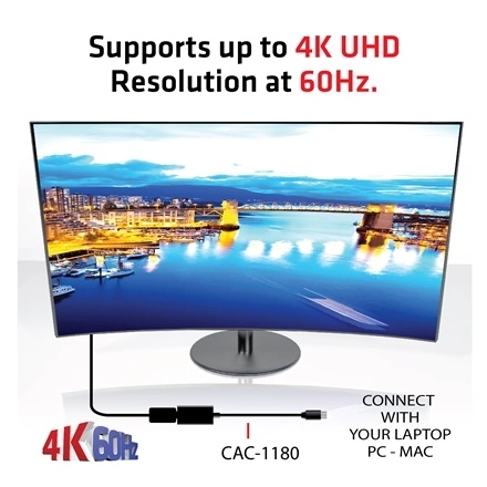 Club3D CAC-1180 (Mini DisplayPort 1.4 to HDMI 2.0, 4K60Hz, HDR, 3D, 16bpc)