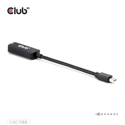 Club3D CAC-1188 (Mini DisplayPort 1.4 to HDMI 8K60Hz, aktív, HDCP 2.2, 9cm)