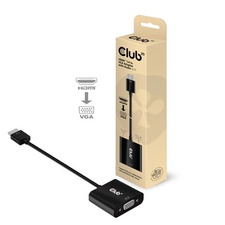 Club3D CAC-1302 (HDMI 1.4 to VGA + Audio, 1080p@60Hz, Micro USB power)