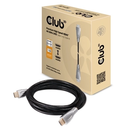 Club3D CAC-1310 (HDMI 2.0 Premium High Speed, 4K60Hz, 3m, UHD, ethernet, HDR, 18Gbps, Full HD 3D, M/M)