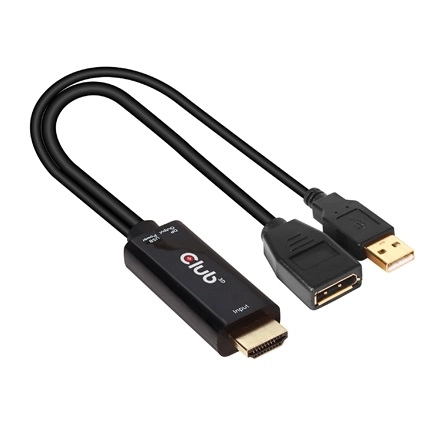 Club3D CAC-1331 (HDMI 2.0 to DisplayPort 1.2 4K60Hz HDR M/F, USB-A táp, 25cm)