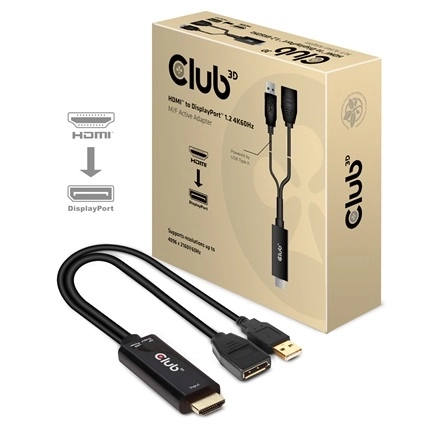 Club3D CAC-1331 (HDMI 2.0 to DisplayPort 1.2 4K60Hz HDR M/F, USB-A táp, 25cm)