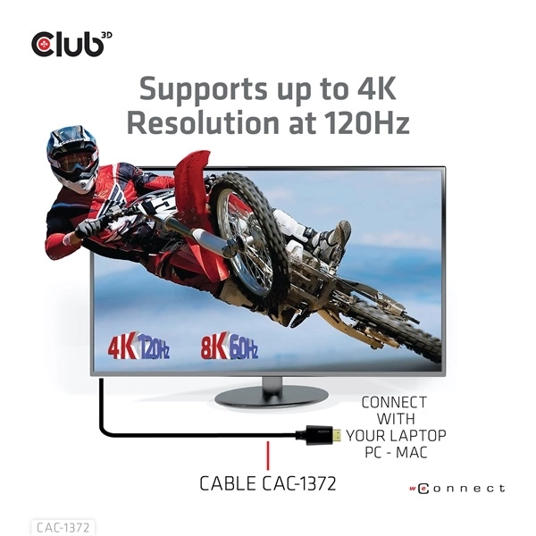 Club3D CAC-1372 (HDMI 2.1, 4K120Hz, 8K60Hz, 48Gbps, 2m, M/M)