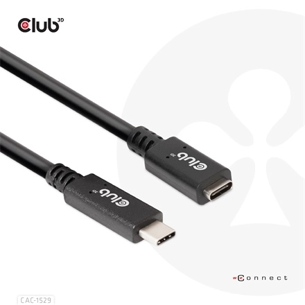 Club3D CAC-1529 (USB-C Gen 1 to USB-C, 5Gbps, 60W, 4K60Hz, M/F, 2m)