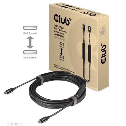 Club3D CAC-1535 (3.2 USB-C Gen 2 to 3.2 USB-C Gen 2, 60W PD, 8K60Hz, Bidirectional, M/M, 5m)
