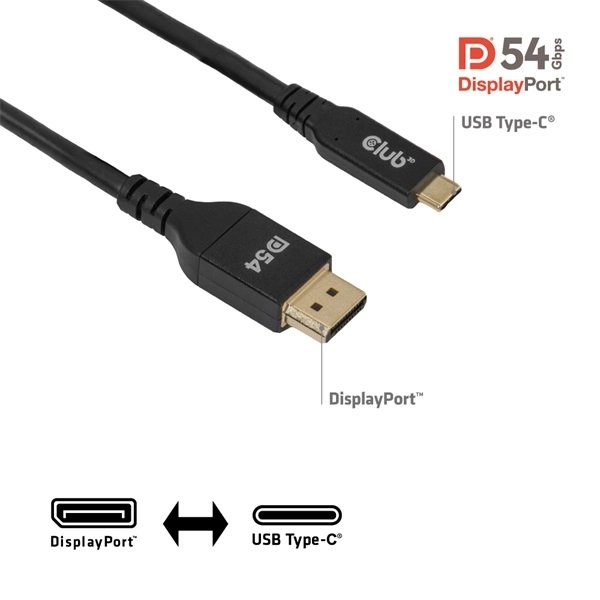 Club3D CAC-1563 (USB-C to DisplayPort 2.1, 8K120Hz, 2m, M/M)