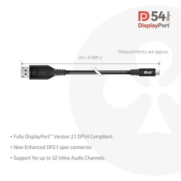 Club3D CAC-1563 (USB-C to DisplayPort 2.1, 8K120Hz, 2m, M/M)