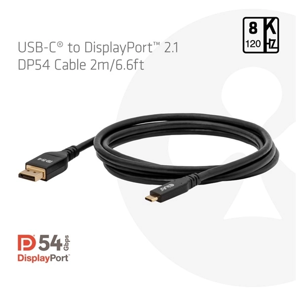 Club3D CAC-1563 (USB-C to DisplayPort 2.1, 8K120Hz, 2m, M/M)