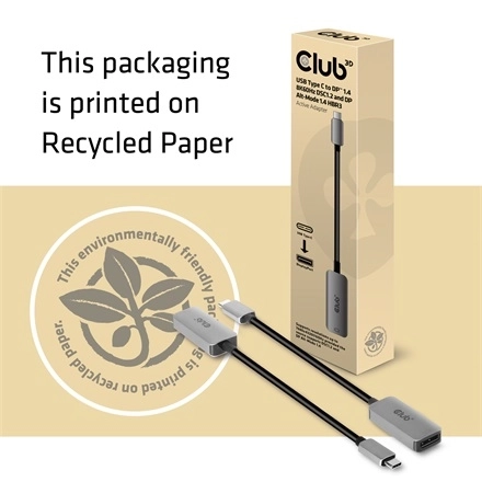 Club3D CAC-1567 (USB-C to DisplayPort 1.4, 8K60Hz, DSC 1.2, HDR, HBR3)
