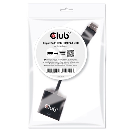 Club3D CAC-2070 (DisplayPort 1.2 to HDMI 2.0, 4K60Hz UHD, Aktív, 3D támogatás)