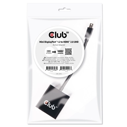 Club3D CAC-2170 (Mini DisplayPort 1.2 to HDMI 2.0, 4K60Hz, UHD, 3D aktív átalakító)