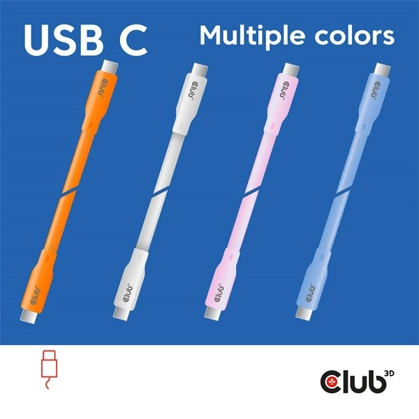 Club3D CAC-3001 (USB-C, PD 240W, 20Gbps, 4K60Hz, fehér, M/M, 2m)