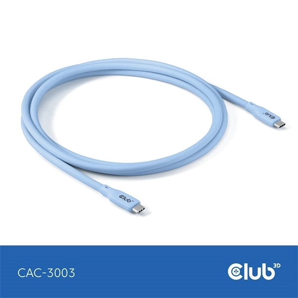 Club3D CAC-3003 (USB-C, PD 240W, 20Gbps, 4K60Hz, kék, M/M, 2m)