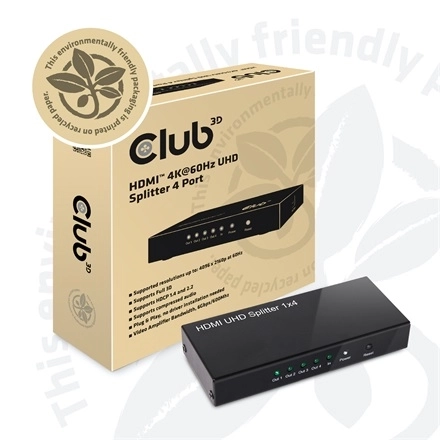 Club3D CSV-1380 (HDMI 2.0, 4K@60Hz UHD, 4 port, 3D támogatás, HDCP 1.4/2.2)