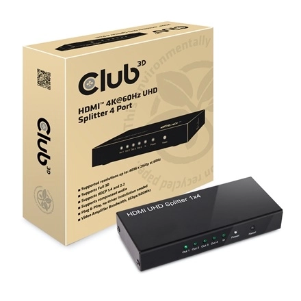 Club3D CSV-1380 (HDMI 2.0, 4K@60Hz UHD, 4 port, 3D támogatás, HDCP 1.4/2.2)