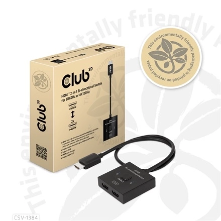 Club3D CSV-1384 (HDMI 2-az-1-ben, Kétirányú, 8K60Hz/4K120Hz, HDR, HDMI 2.1)